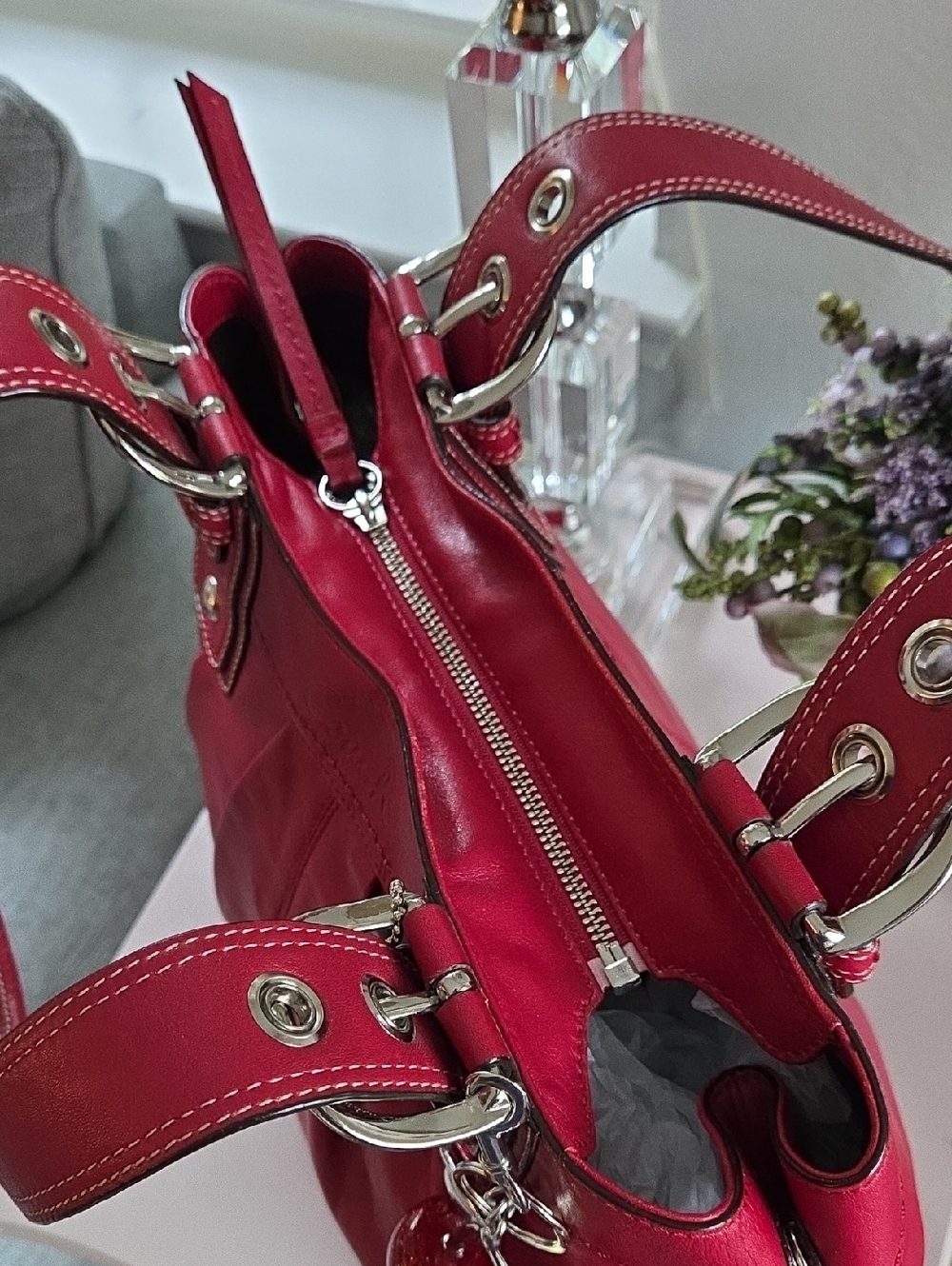 COACH Red Medium SOHO Pleated Leather Shoulder Bag 2006 - Picture 9 of 15